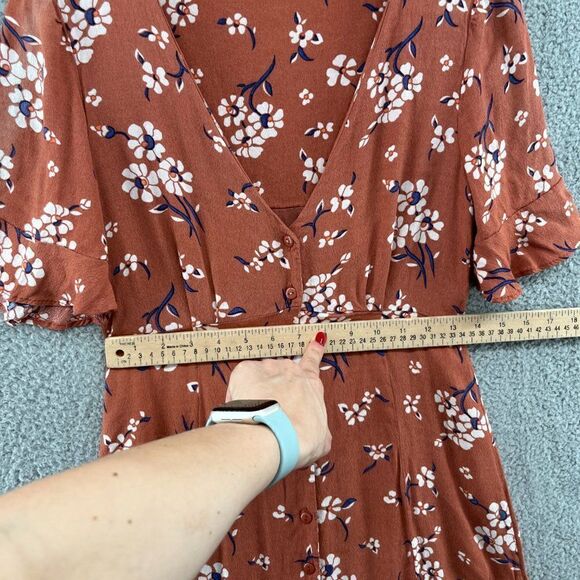 Black Swan Floral Dress Mini V-Neck Ruffle Short Sleeve Size Small womens - Picture 7 of 12